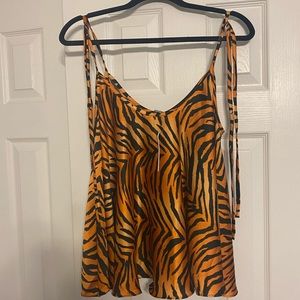 Tiger stripe tie shoulder flowy tank ASOS